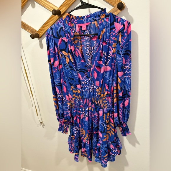 Lilly Pulitzer Shilah Botanical Print Long Sleeve Tiered Dress - Picture 11 of 11